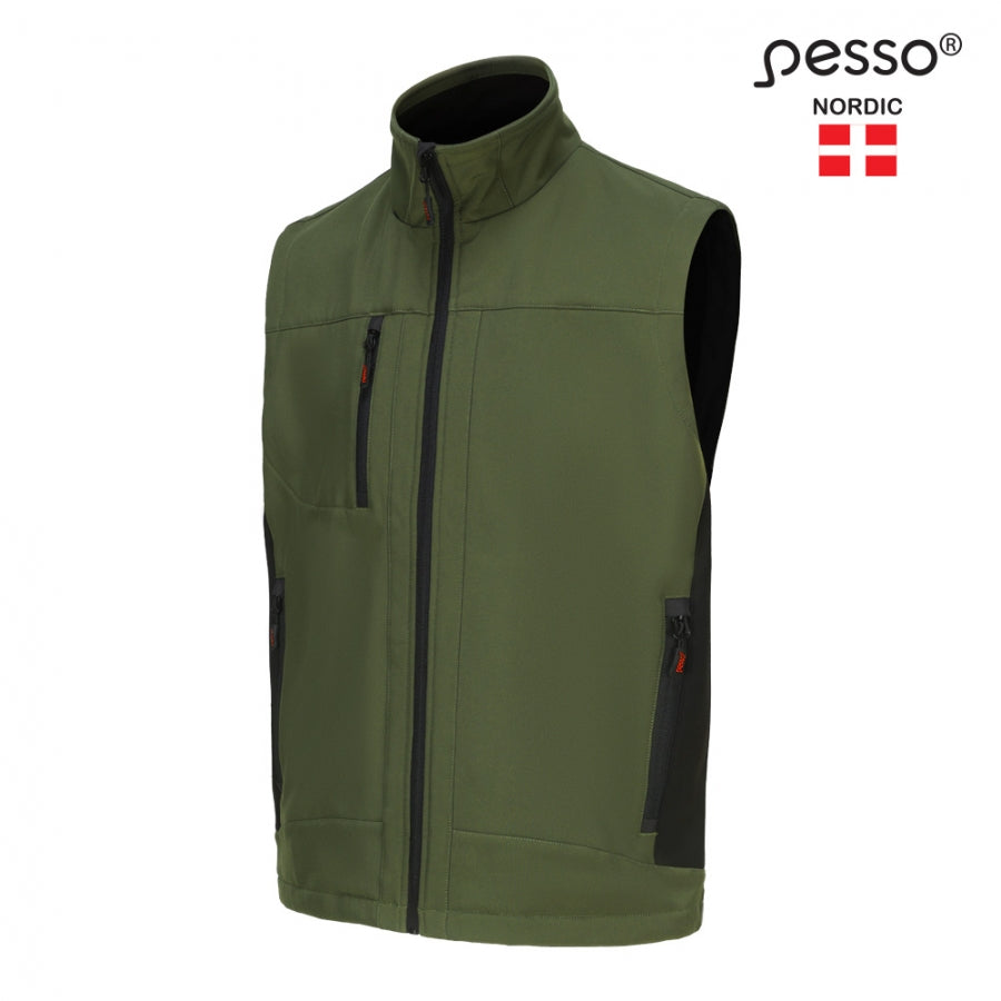 Drėgmę atstumianti, vėjui atspari, bet kvėpuojanti Softshell Pesso liemenė. Modernus patogus modelis ir 4 kryptimis tampri medžiaga, užtikrinanti maksimalų komfortą. Dvigubos siūlės, kad būtų užtikrintas didesnis patvarumas.  Savybės:&nbsp;nepralaidi vandeniui, neperpučiama, tačiau "kvėpuojanti" darbo liemenė. Pamušalas:&nbsp;&nbsp;malonus ir švelnus fleece audinio &nbsp;pamušalas.